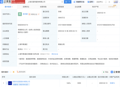 報喜鳥上海新設子公司，拓展針紡織品及原料銷售業務
